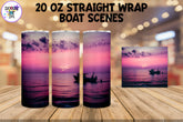 Boat on an Ocean - Sublimation Tumbler Wrap - Fishing Design